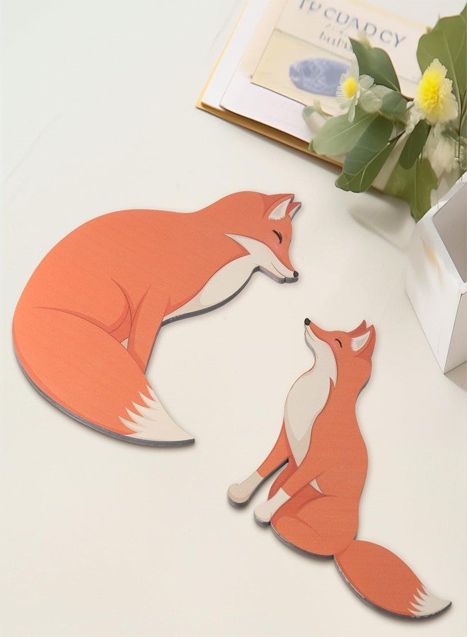 KOYILTD Cute Fox Decor Wooden Door Frame Decoration Fox Door Corner Sculpture for Living Room Bedroom Office Woodland Nursery Decor Gift for Wild Animal Lovers (Happy) - Image 5